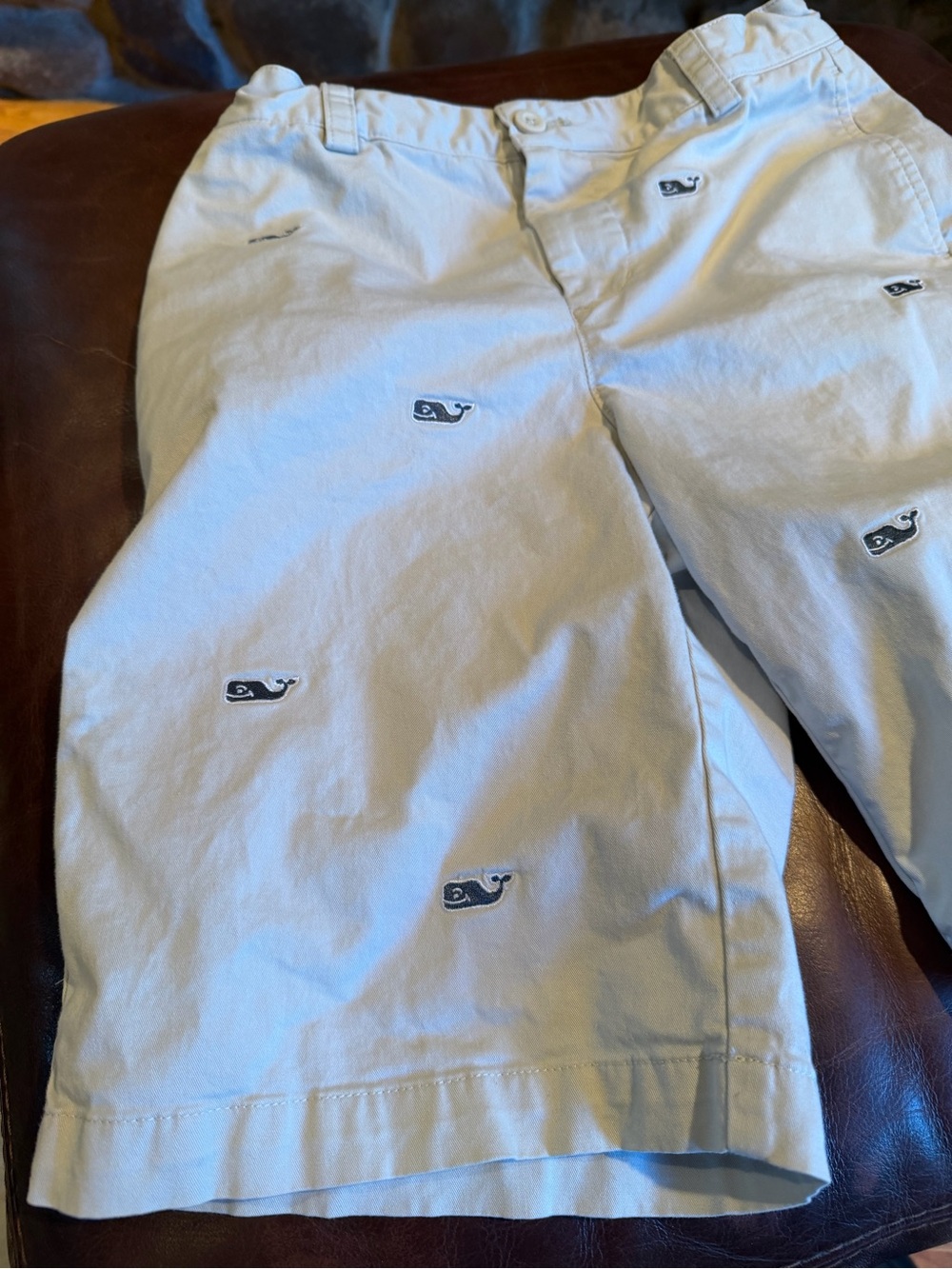 Vineyard Vines Khaki Shorts with Navy Whale Embroidery - Picture 4 of 10